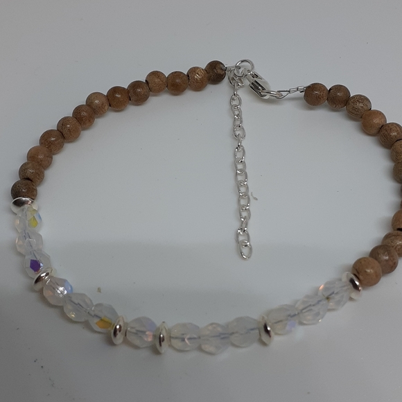 Aaa moonstone/sandalwood/ sterling silver bracelet - Picture 5 of 7